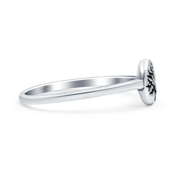 Tree of Life Oxidized Band Solid 925 Sterling Silver Thumb Ring (7mm)